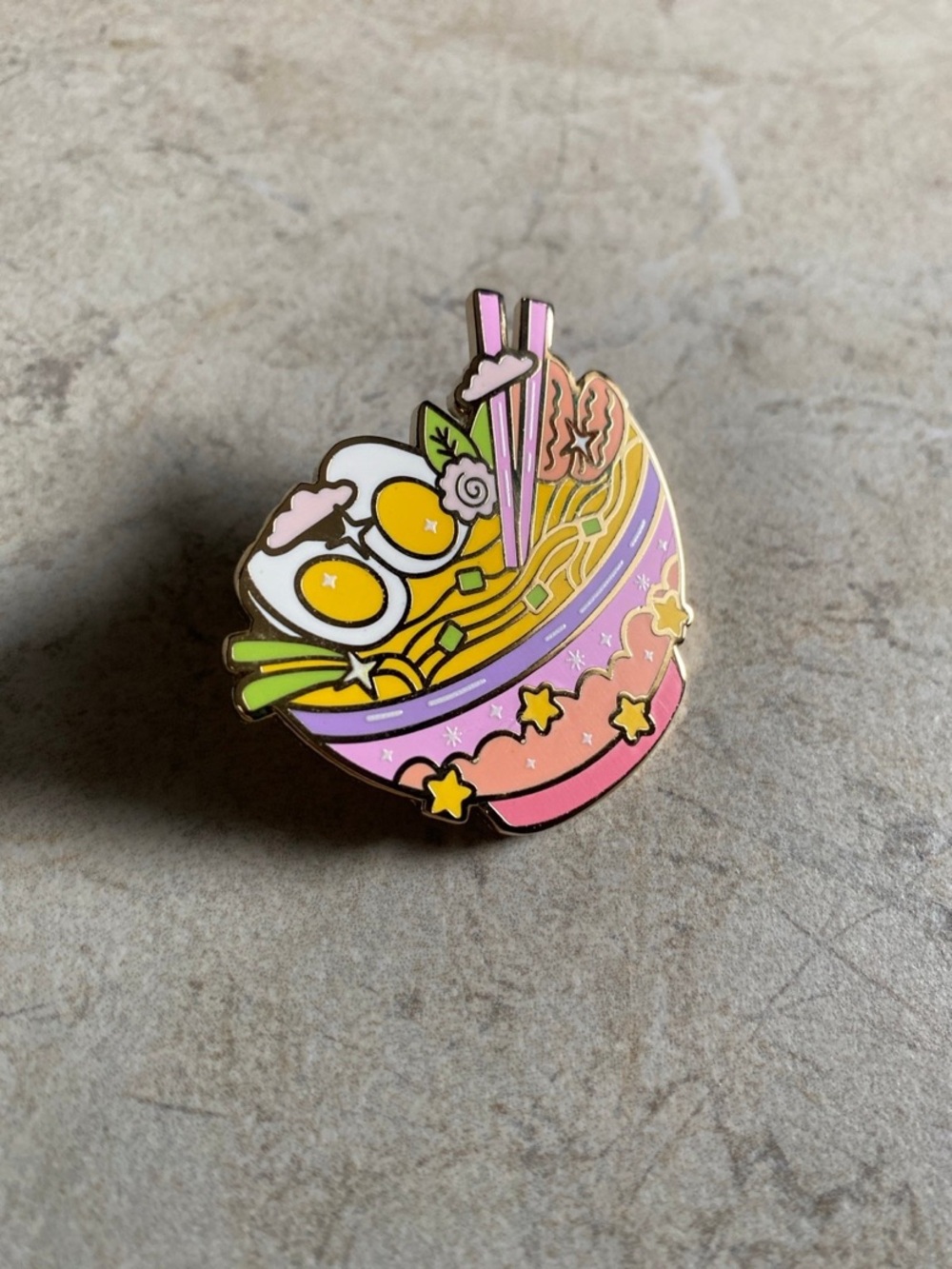 Noodle, Egg, Veggie Bowl Enamel Pin/Stars